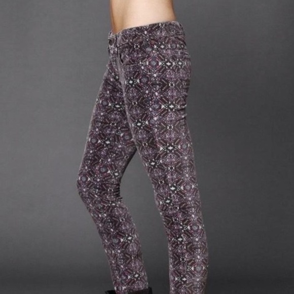 Free People Skinny Printed Velvet Jeans - Picture 5 of 6